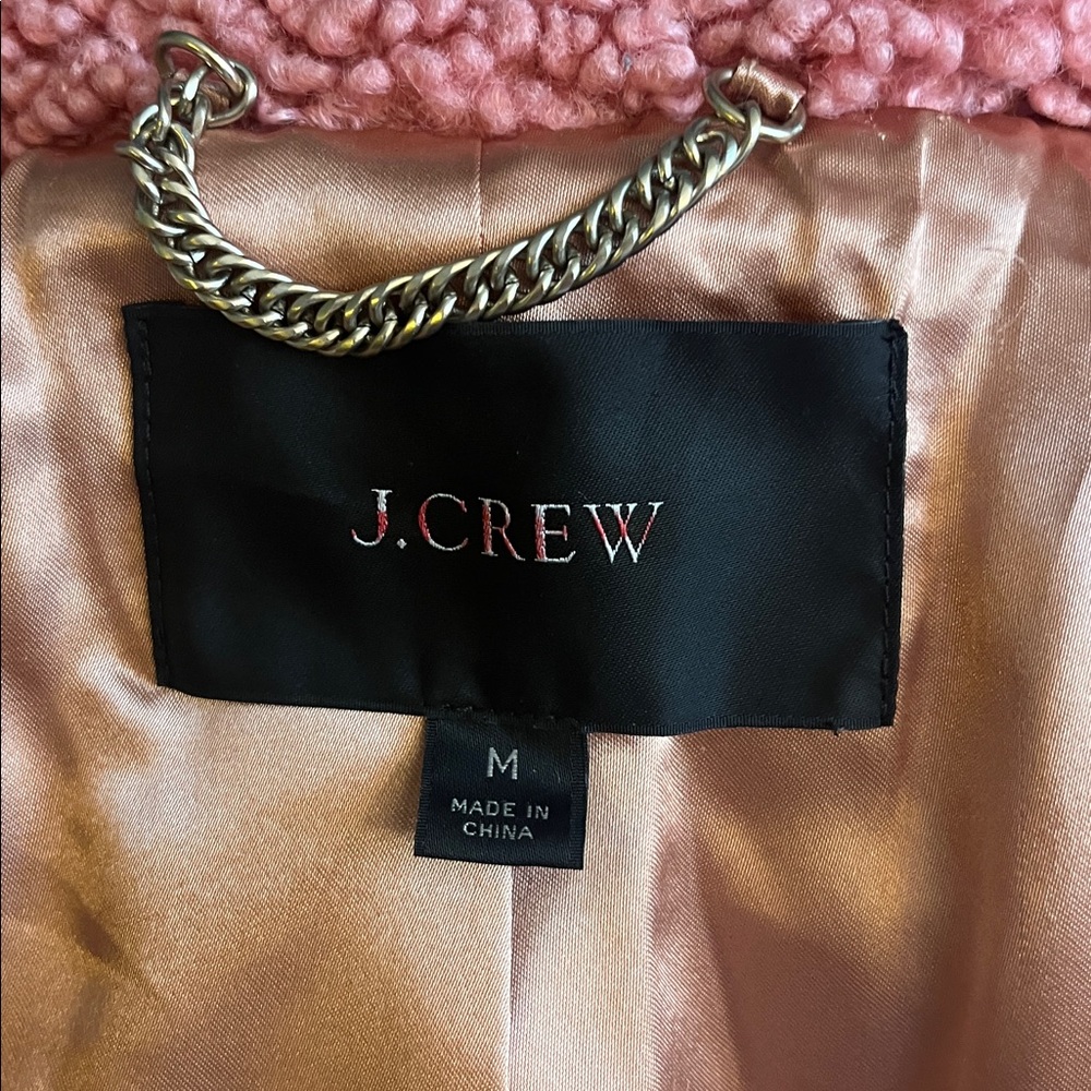 J Crew Pink Double-breasted Teddy Sherpa Topcoat Size Medium - Picture 15 of 16